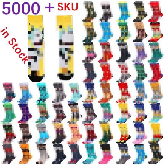 Wholesale High Quality Funny Character Pattern Cartoon Socks Crew Cotton Men Anime Socks