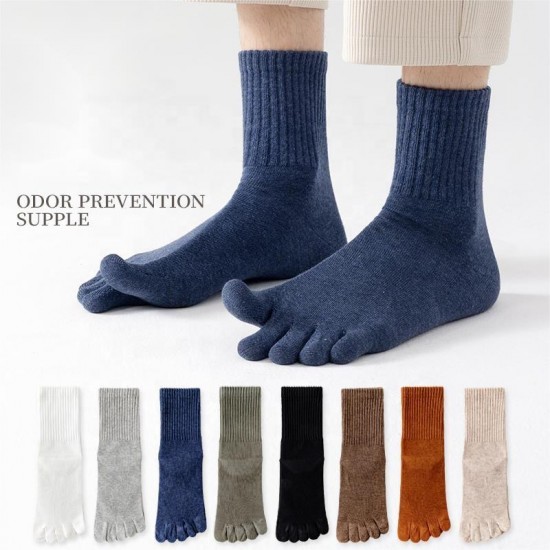 Men's Five Finger Toe Socks Cotton Athletic Running Ankle Crew Socks 5 Finger Toe Socks