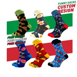 Custom Funny Socks Support Free Design Novelty Socks Custom Pattern Logo Design Cotton Crew Funny Socks Jacquard Knitted