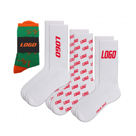 High Quality Low MOQ 100% Cotton Fashion Crew Socks logo Custom logo Socks Custom Socks