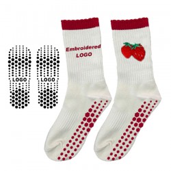 Custom Design Anti Slip Women Sport Socks Custom Logo Organic Cute Embroidery Gym Yoga Pilates Grip Socks